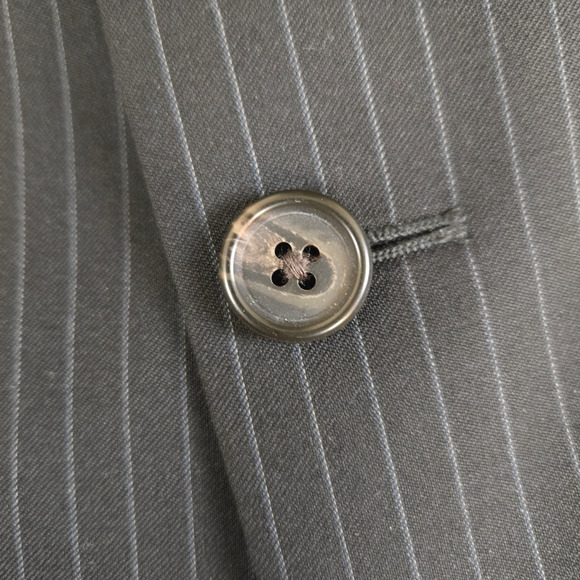 Y2K Lauren Ralph Lauren Black Pinstripe Single Breasted Wool Suit Jacket Size 48 - Picture 5 of 16